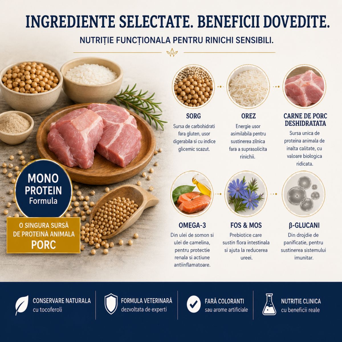 EXCLUSION Monoprotein Veterinary Diet Formula Renal, M-XL, Porc și Sorg, dietă veterinară, hrană uscată monoproteică câini, sistem renal, 12kg - imagine 6